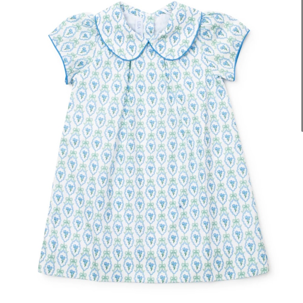 Girls' Woven Dress - Blue and White